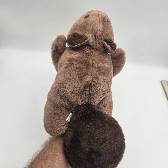 Beaver Hand Puppet Plush Stuffed Animal Brown Soft Toy Acrylic Polyester Kids - Picture 3 of 8
